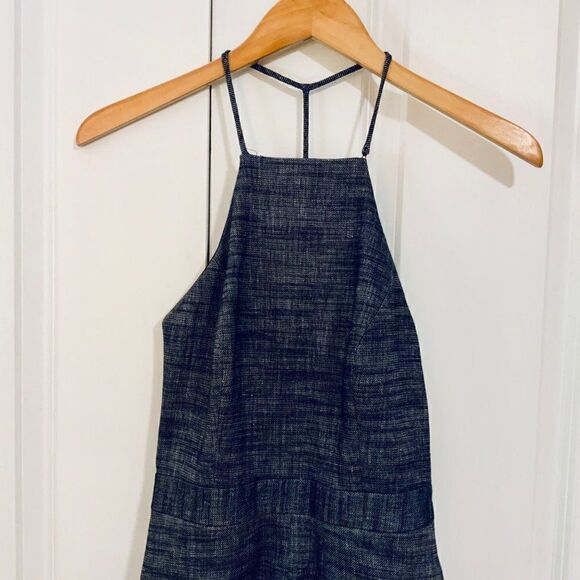 JAYGODFREY Blue Linen Blend Oahu Shore Sleeveless Halter Romper Size 2 - Picture 5 of 13